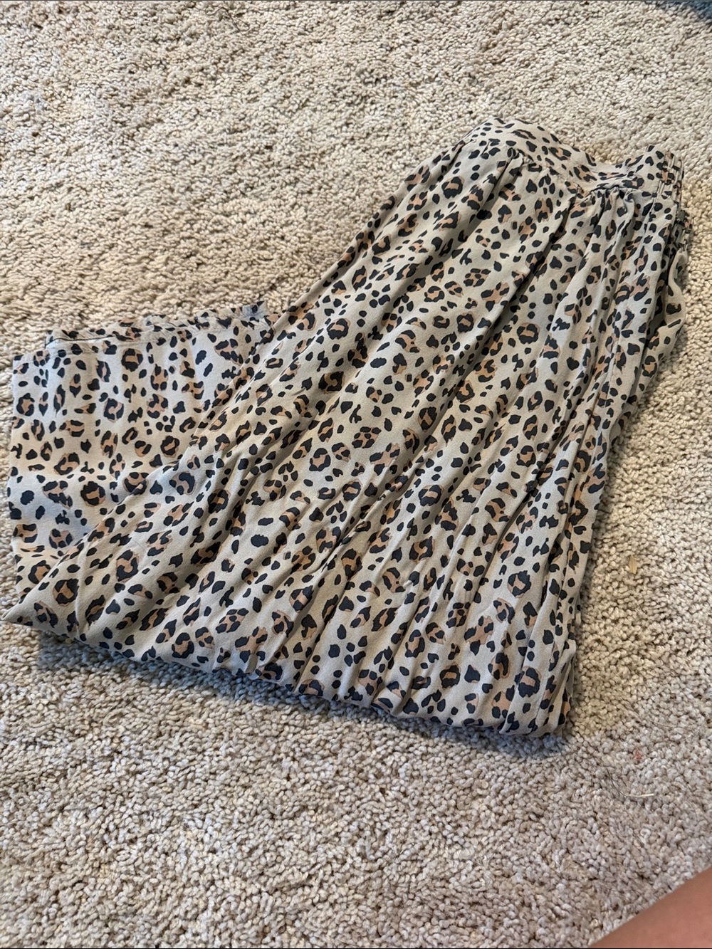 Nine West Leopard Print Pleated Maxi Skirt - Beige/Tan/Black